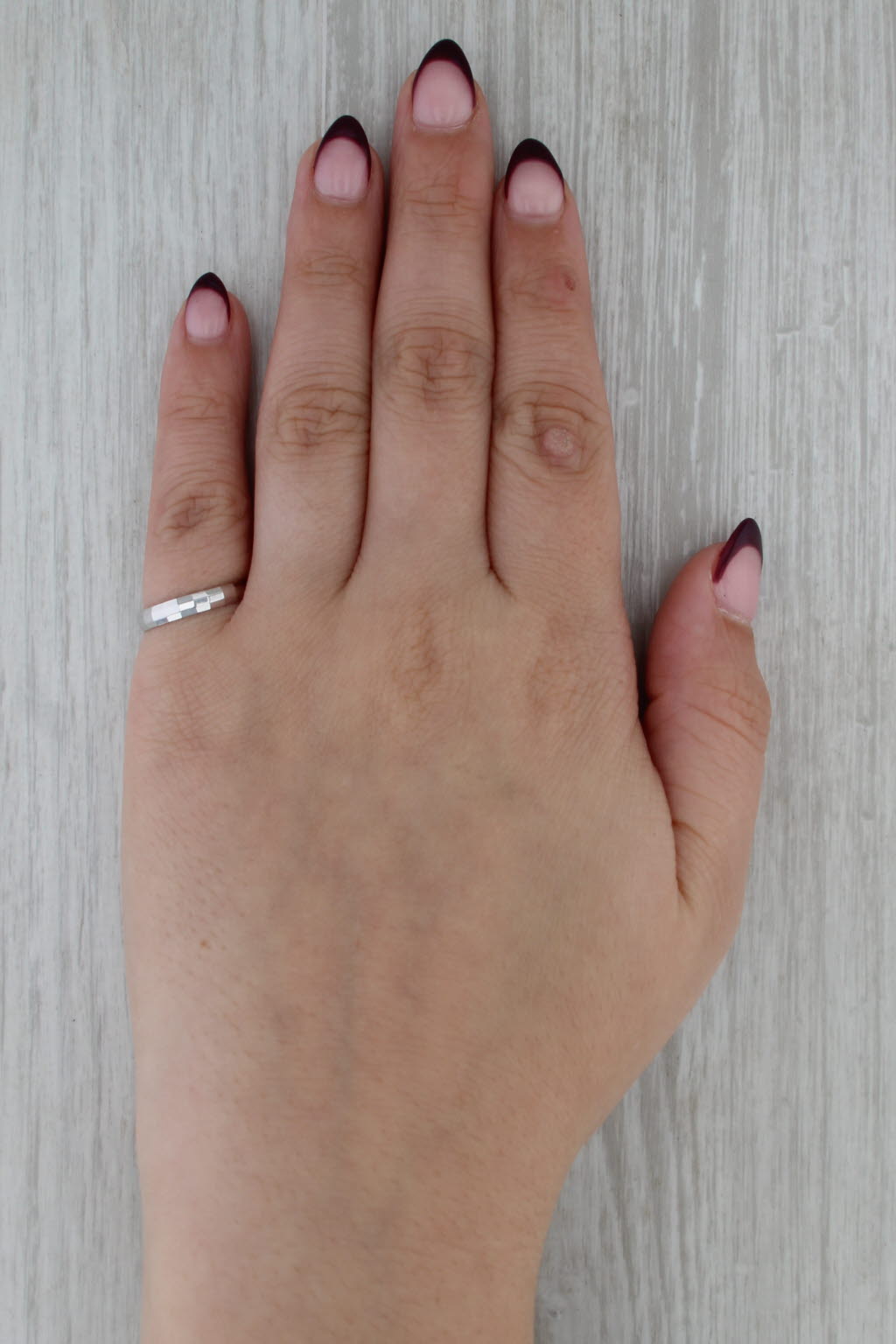 Beveled Band Ring 14k White Gold Stackable Wedding Band Size 5