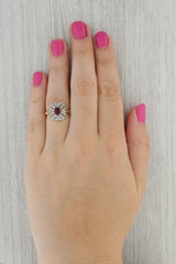 Dark Gray 1.05ctw Ruby Diamond Ring 18k Yellow Gold Silver Size 7.5 Engagement Gasia