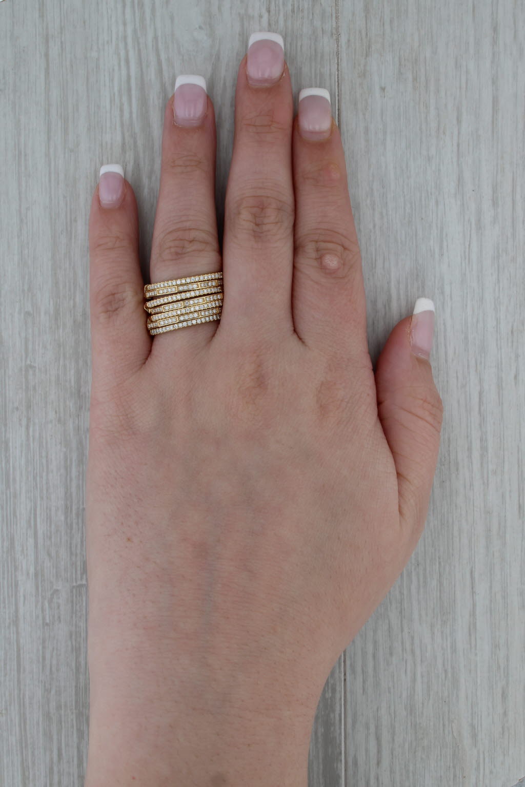 David Yurman 0.75ctw Diamond Stax Open Pave Ring w/ Box 18k Gold Stackable Bands