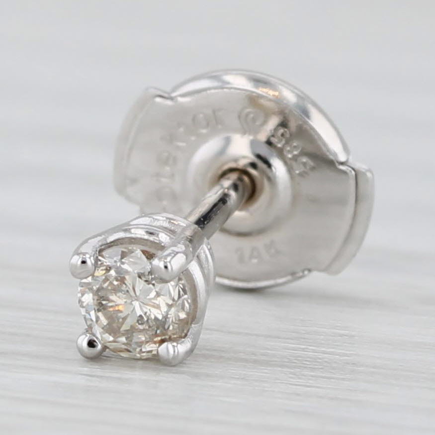 Light Gray Single 0.10ct Diamond Solitaire Stud Earring 14k White Gold Round Brilliant