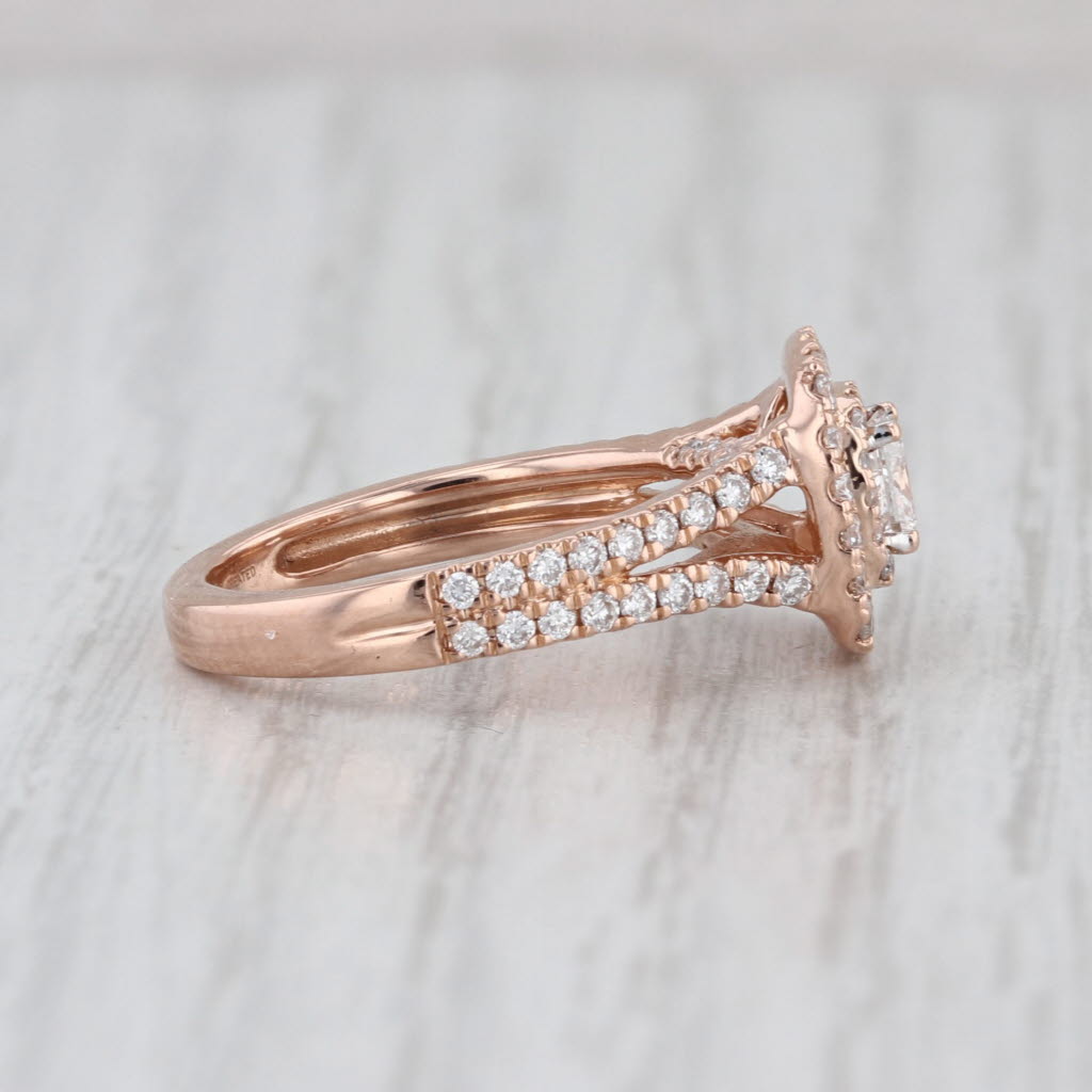0.95ctw Lab Grown Princess Diamond Halo Engagement Ring 14k Rose Gold Size 5