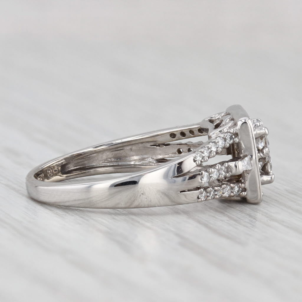 Light Gray 0.54ctw Diamond Princess Halo Engagement Ring 10k White Gold Size 6