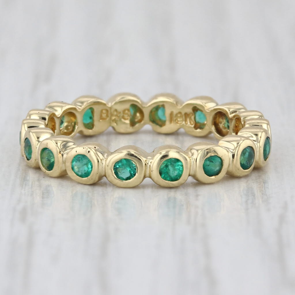 0.50ctw Emerald Eternity Band 18k Yellow Gold Size 6.5 Stackable Wedding Ring