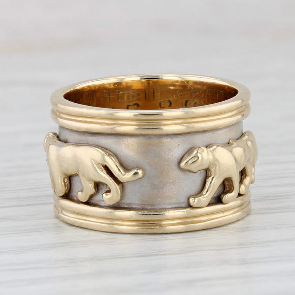 Wild Cat Panther Ring 14k Yellow White Gold Size 7 Statement Band