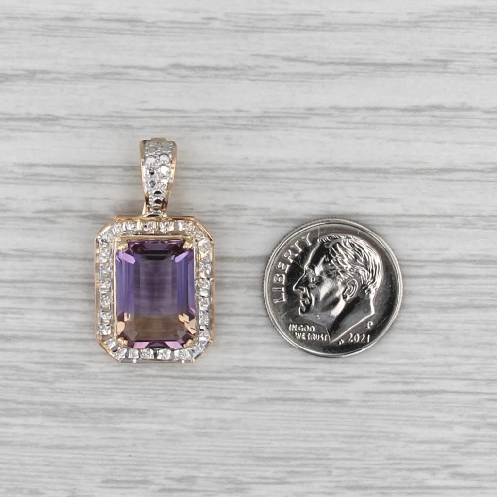 5.50ct Purple Yellow Ametrine Pendant 14k Gold Enhancer Clip Bail