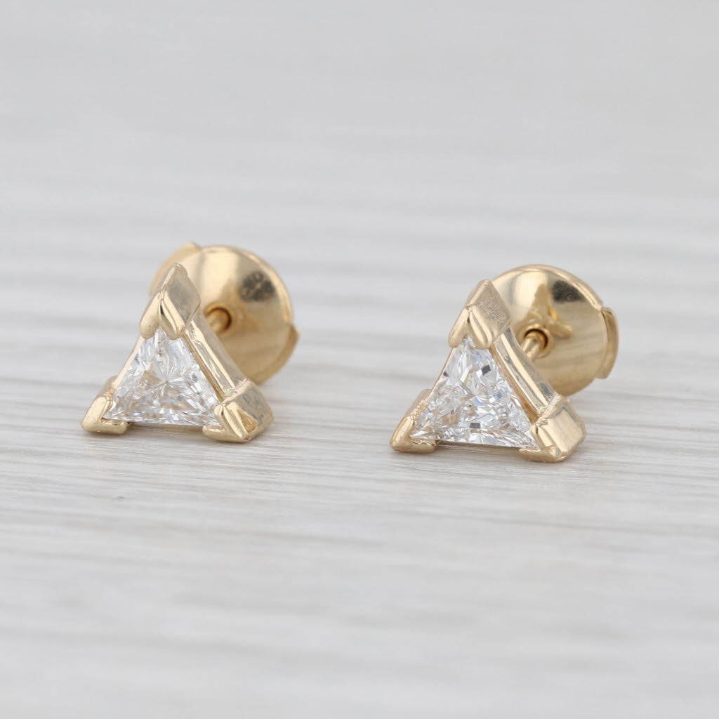 New 1.24ctw VS1 E Trillion Lab Grown Diamond Stud Earrings 14k Gold Studs
