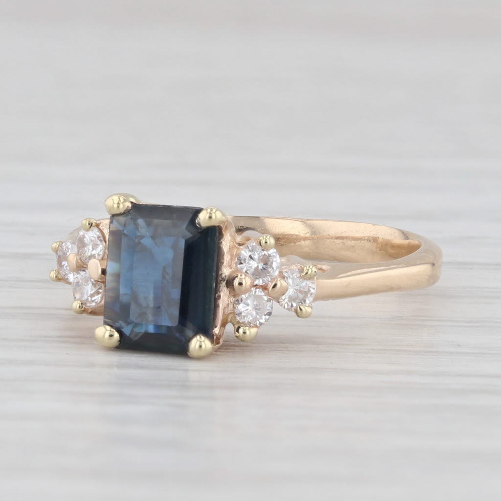 Light Gray 1.27ctw Blue Sapphire Diamond Ring 14k Yellow Gold Engagement Size 5.75