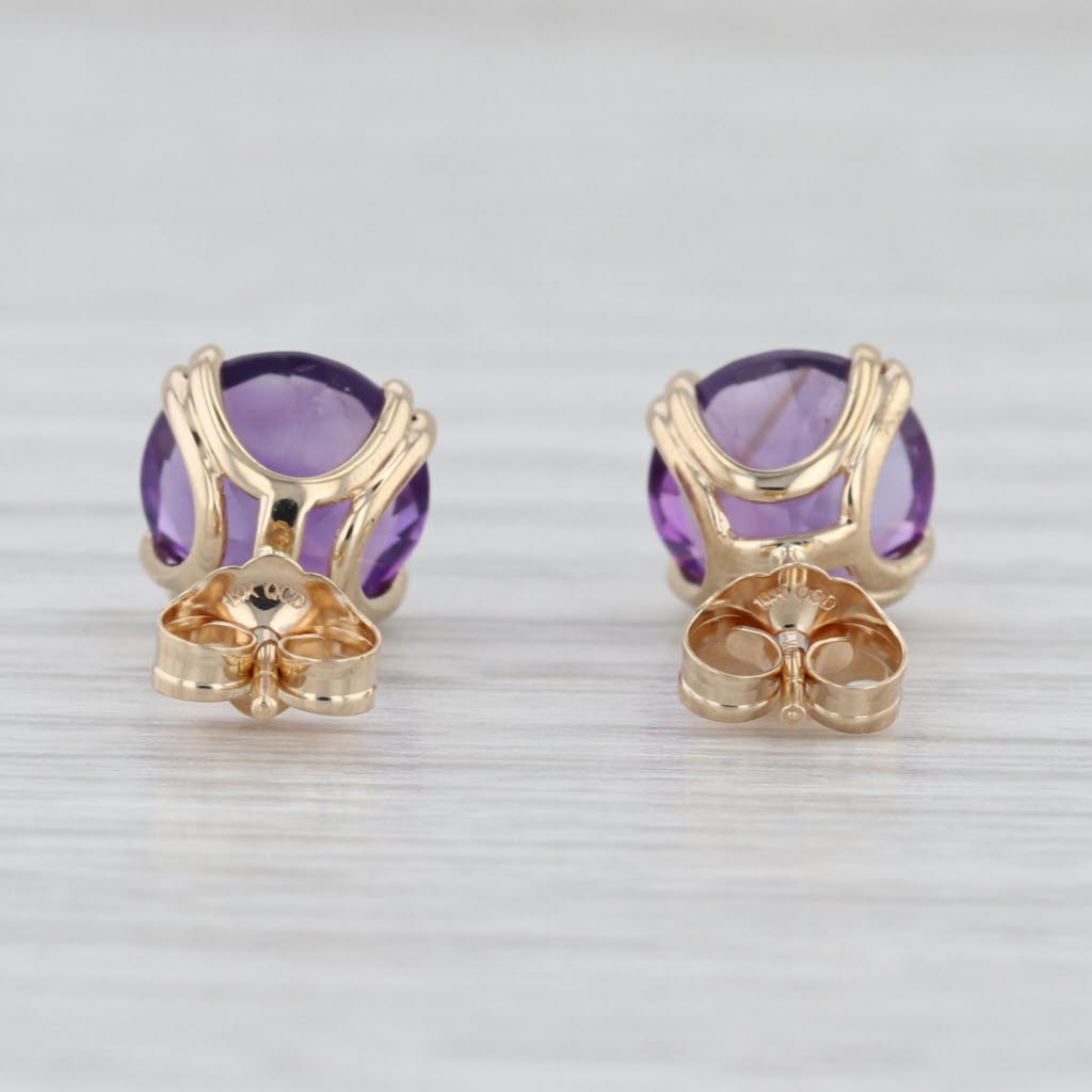 3.50ctw Amethyst Round Solitaire Stud Earrings 14k Yellow Gold Studs