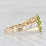 Light Gray 1.19ctw Marquise Peridot Diamond Ring 10k Yellow Gold Size 7 Bypass