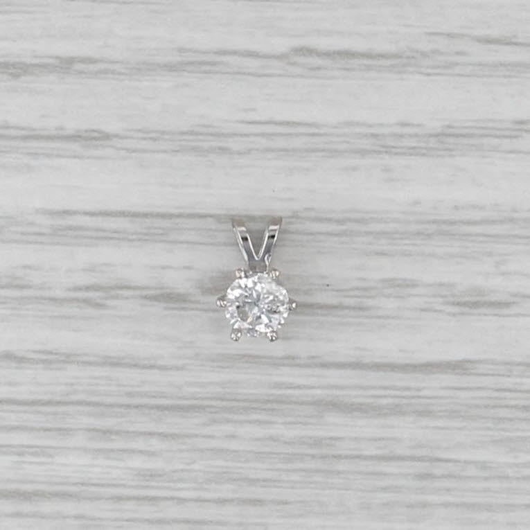 New 0.49ct Diamond Solitaire Pendant 14k White Gold 6 Prong Small Round Drop