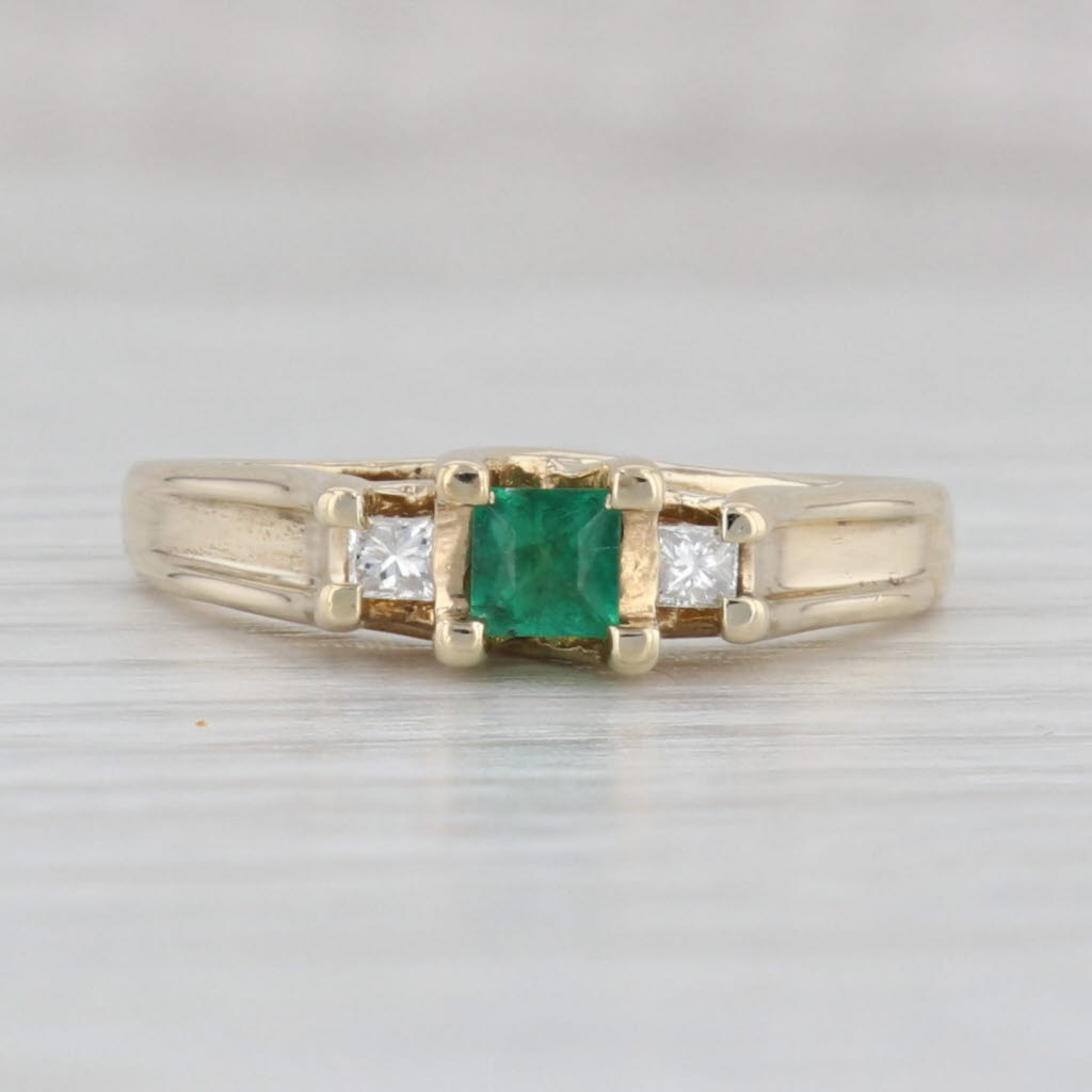 Gray 0.30ctw Emerald Diamond Ring 10k Yellow Gold Size 7 Engagement