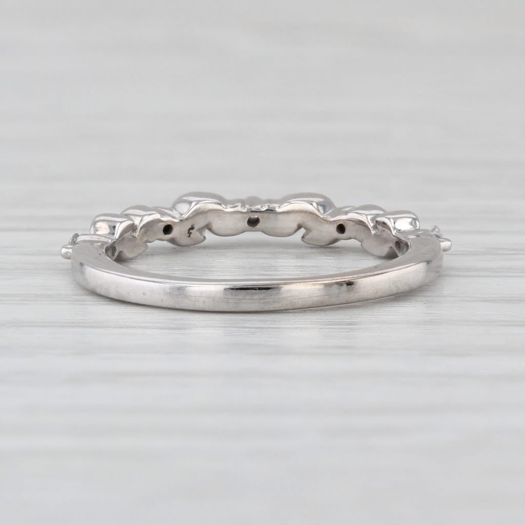 Floral Diamond Stackable Wedding Band 18k White Gold Size 4.25 Anniversary Ring