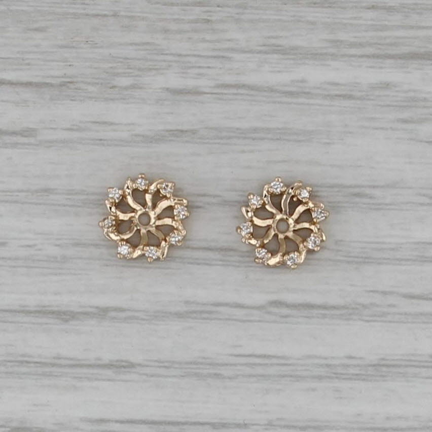 0.12ctw Diamonds Earring Jacket for Stud Earrings 14k Yellow Gold