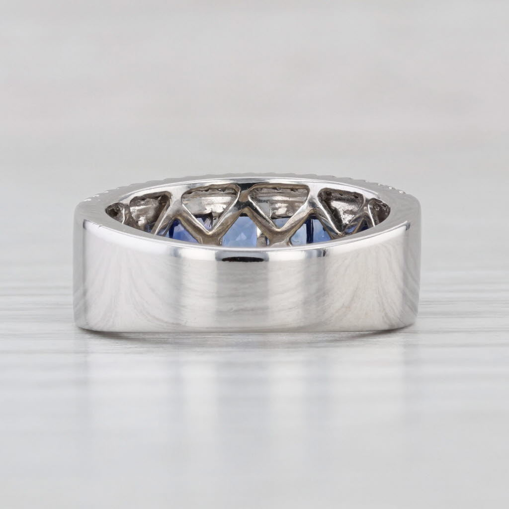 1.65ctw Blue Sapphire Diamond Ring 14k White Gold Size 4.25-4.5 Wedding Band