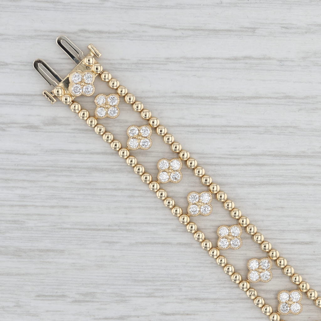 New 2.80ctw Diamond Flower Tennis Bracelet 14k Yellow Gold 7" 10.8mm