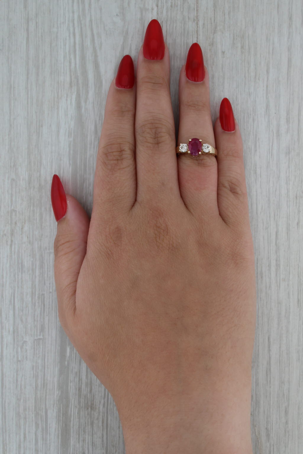 1.62ctw Oval Ruby Diamond Ring 14k Yellow Gold Size 6