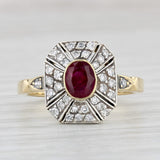 Light Gray 1.05ctw Ruby Diamond Ring 18k Yellow Gold Silver Size 7.5 Engagement Gasia