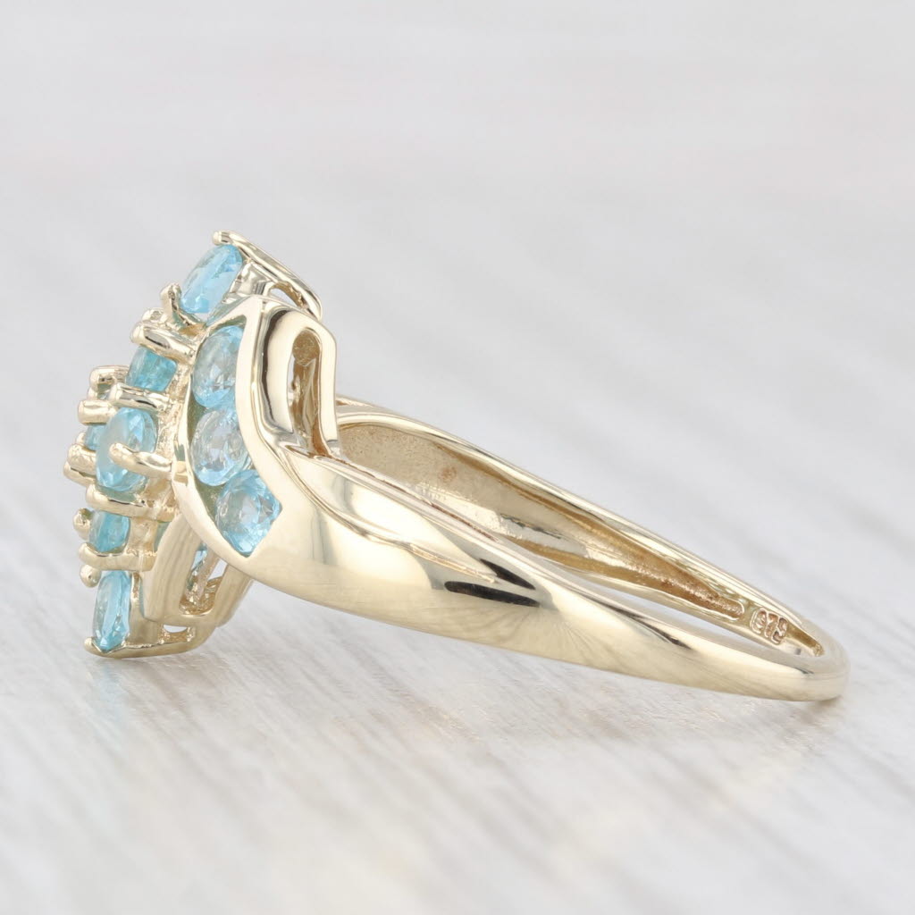 Light Gray 1.15ctw Blue Apatite Cluster Bypass Ring 10k Yellow Gold Size 7