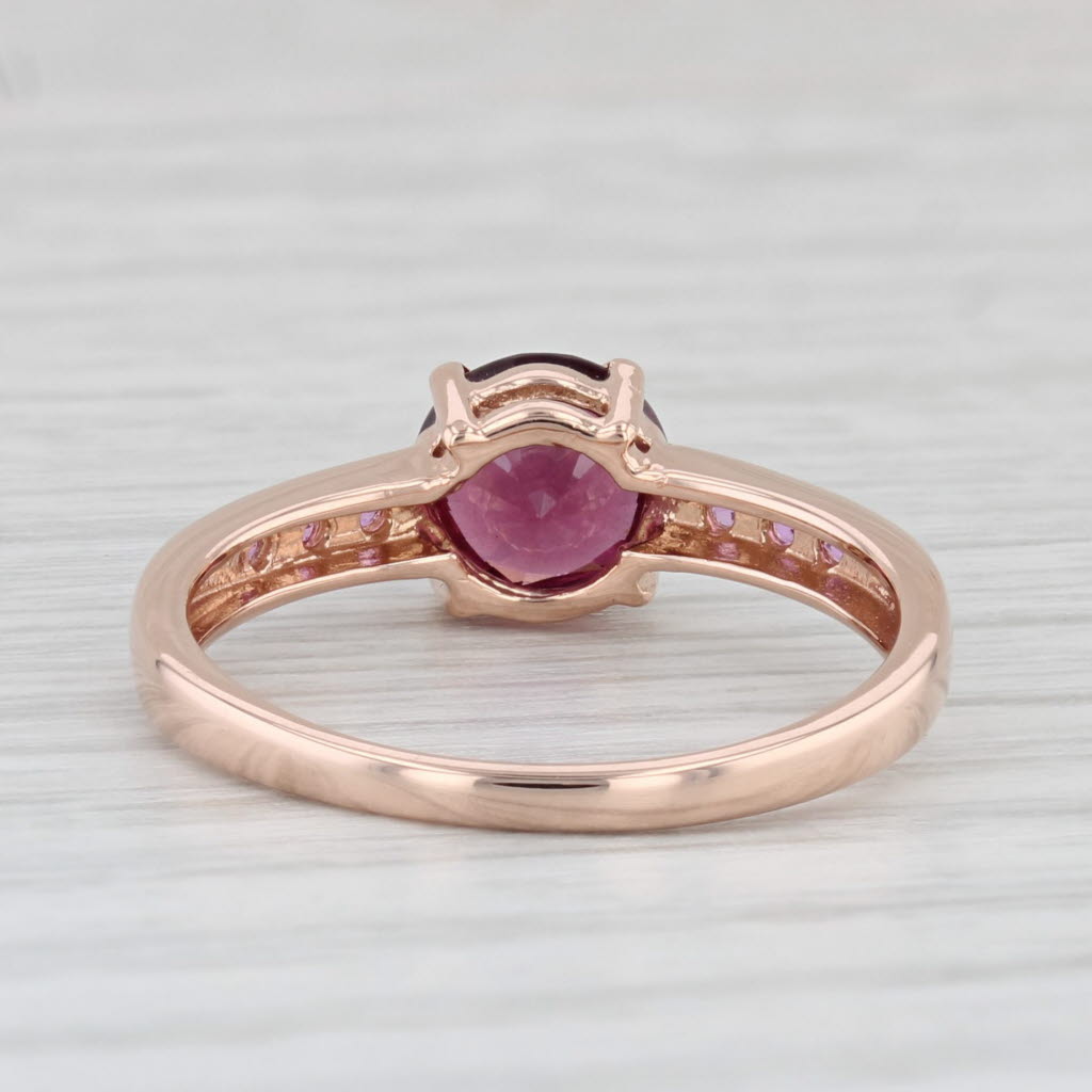 Light Gray 1.56ctw Round Pink Rhodolite Garnet Sapphire Ring 14k Rose Gold Size 7.5