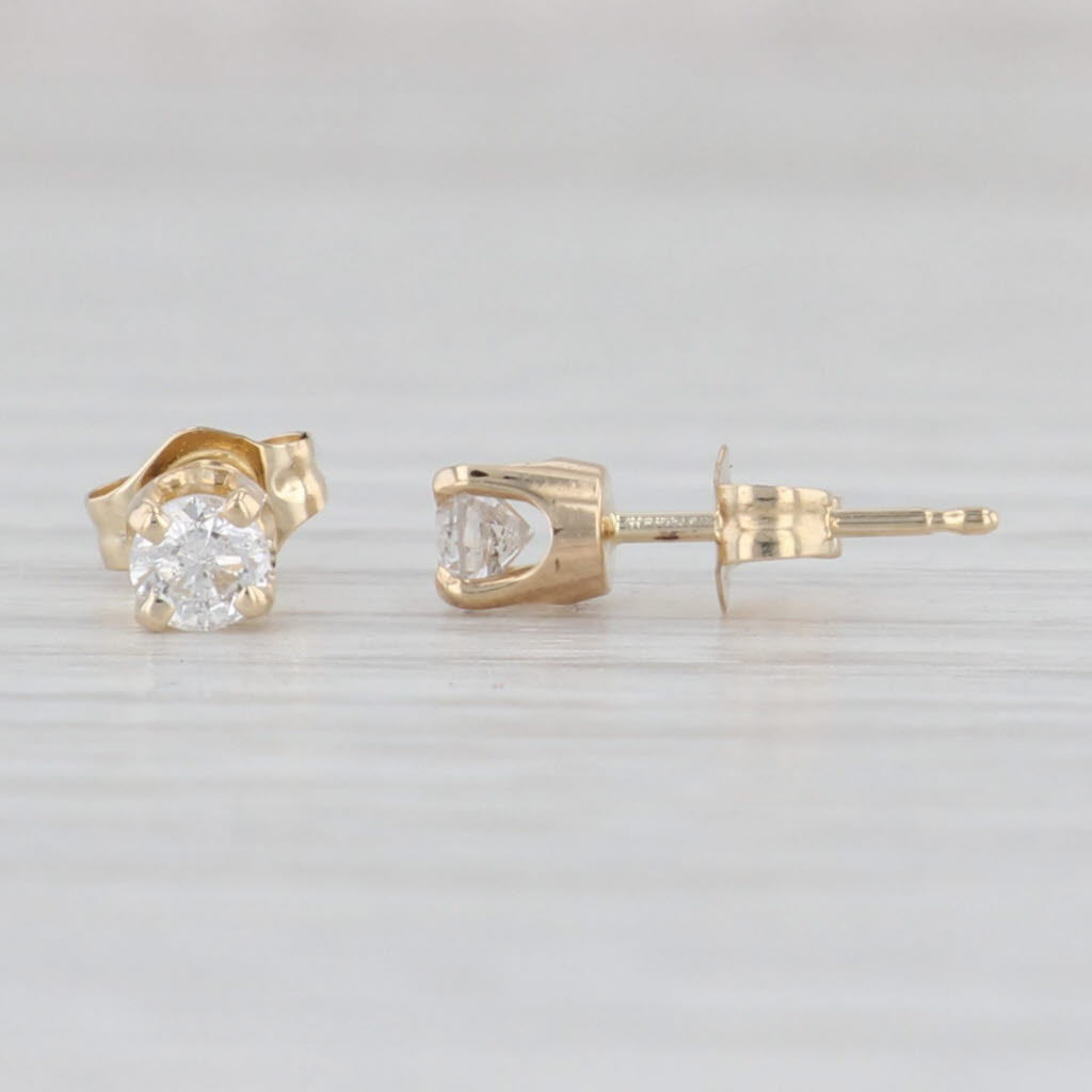 Light Gray 0.33ctw Diamond Stud Earrings 14k Yellow Gold Round Solitaire Studs