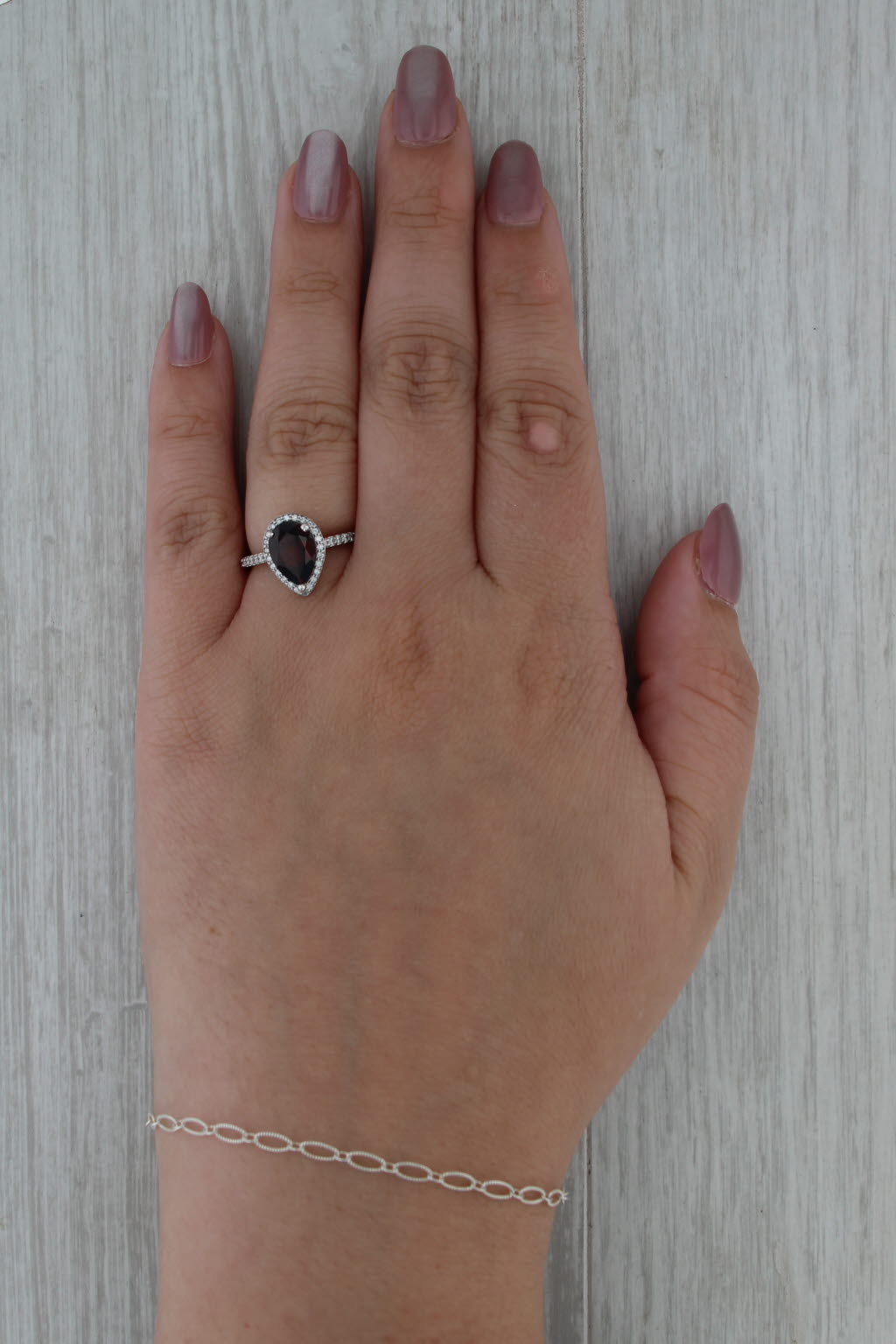 2.42ctw Pear Garnet Diamond Halo Ring 14k White Gold Size 6