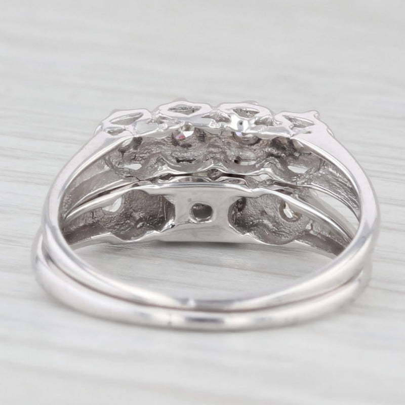 Vintage 0.44ctw Diamond Engagement Ring Wedding Band Bridal Set 14k White Gold