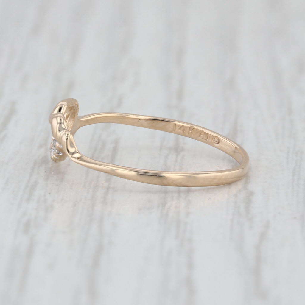 Diamond Accented Open Heart Ring 14k Yellow Gold Size 6
