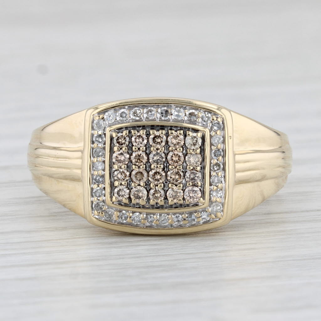 Light Gray 0.47ctw Diamond Cluster Men's Ring 10k Yellow Gold Size 12.5