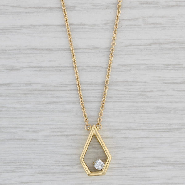 Light Gray Framed 0.15ct Diamond Pendant Necklace 18k 14k Yellow Gold 15" Cable Chain