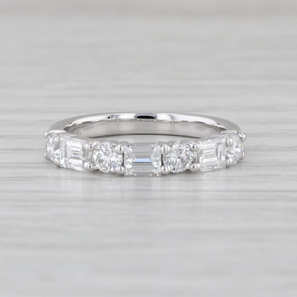 New 1.14ctw Lab Grown Diamond Wedding Band 14k White Gold S 4.75 Stackable Ring