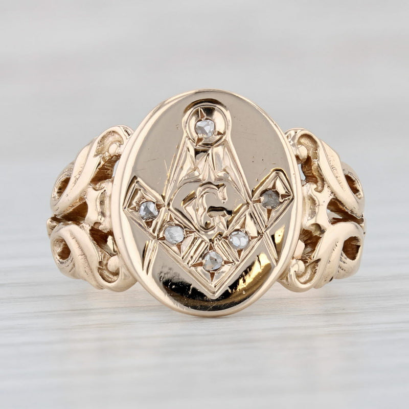 16 ctw Diamond & Pearl Order of the Eastern Star Masonic Ring 14k - Ruby  Lane