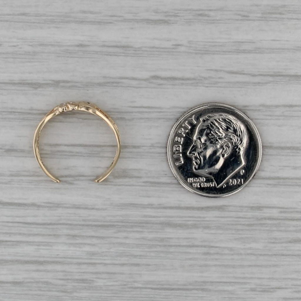 Diamond Accented Hearts Bypass Toe Ring 10k Yellow Gold Adjusable Size