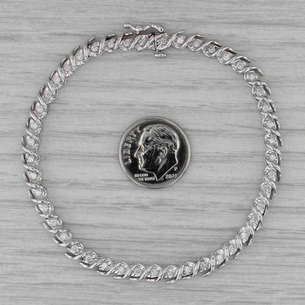 1ctw Diamond Tennis Bracelet 10k White Gold 7.25" 4.2mm