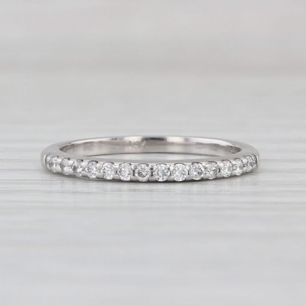0.15ctw Diamond Wedding Band 14k White Gold Size 4.75 Stackable Ring