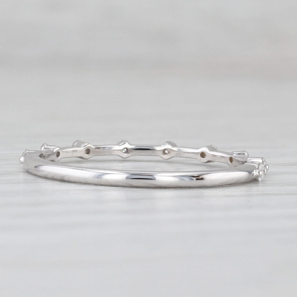 Light Gray New 0.13ctw Diamond Wedding Band 14k White Gold Stackable Anniversary Ring 6.75