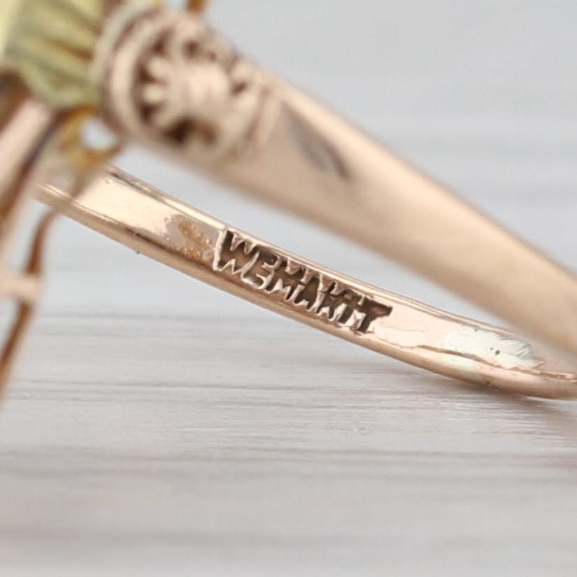 Antique Mother of Pearl Abalone Ring 9k Gold Ornate Filigree Size 4