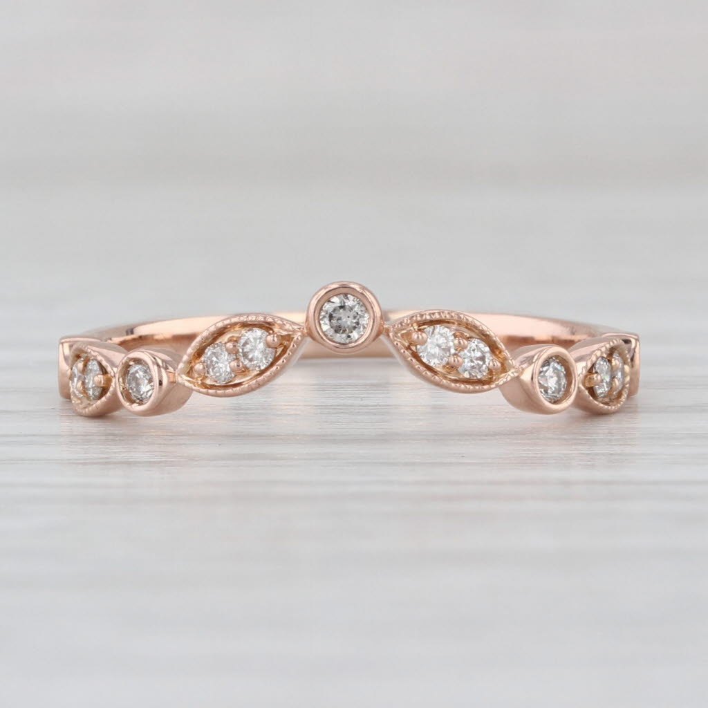 0.25ctw Contoured Diamond Ring 14k Rose Gold Stackable Wedding Band Guard Sz 8.5
