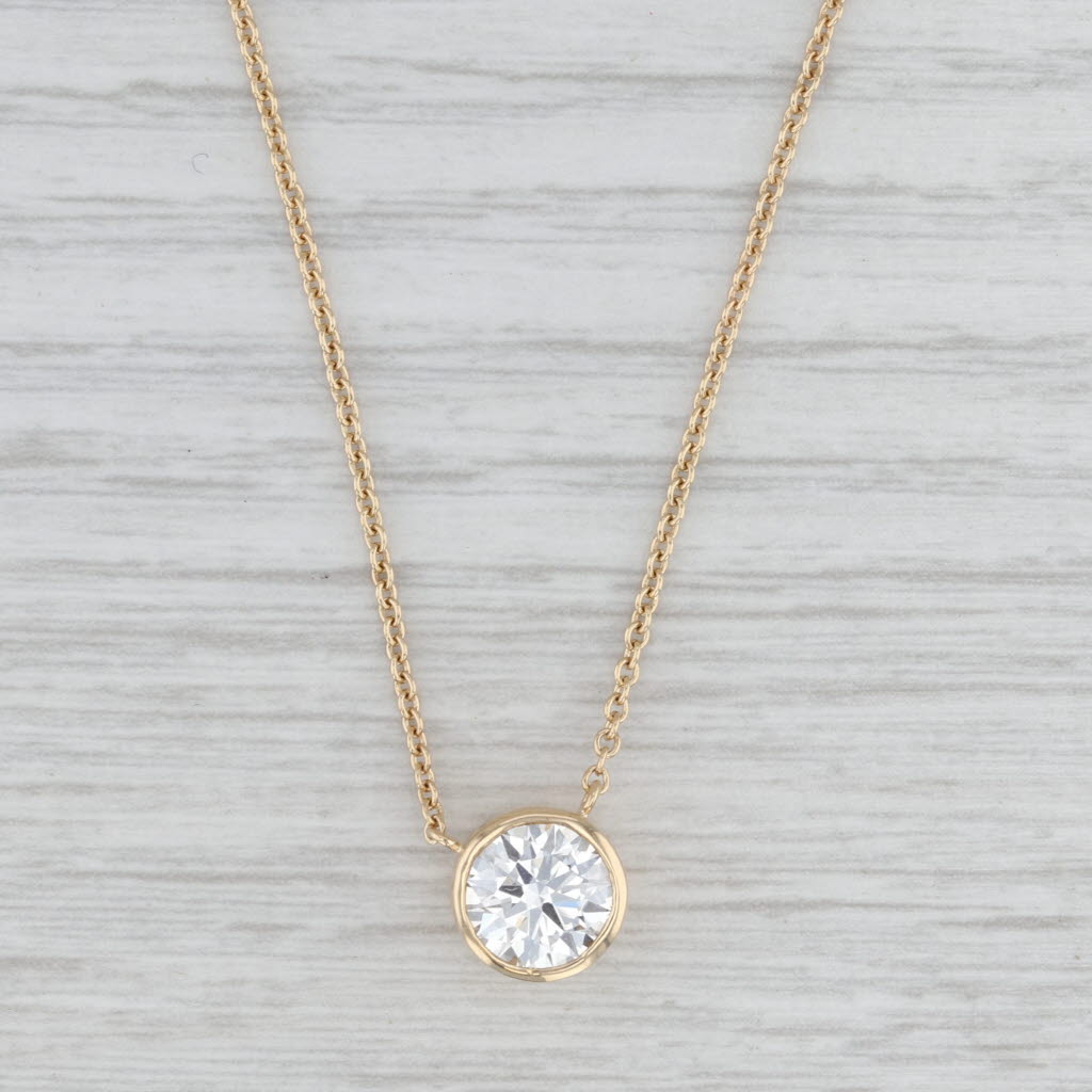 New 1.50ct Lab Grown Diamond Pendant Necklace 14k Gold 16" 18" E VS1 IGI
