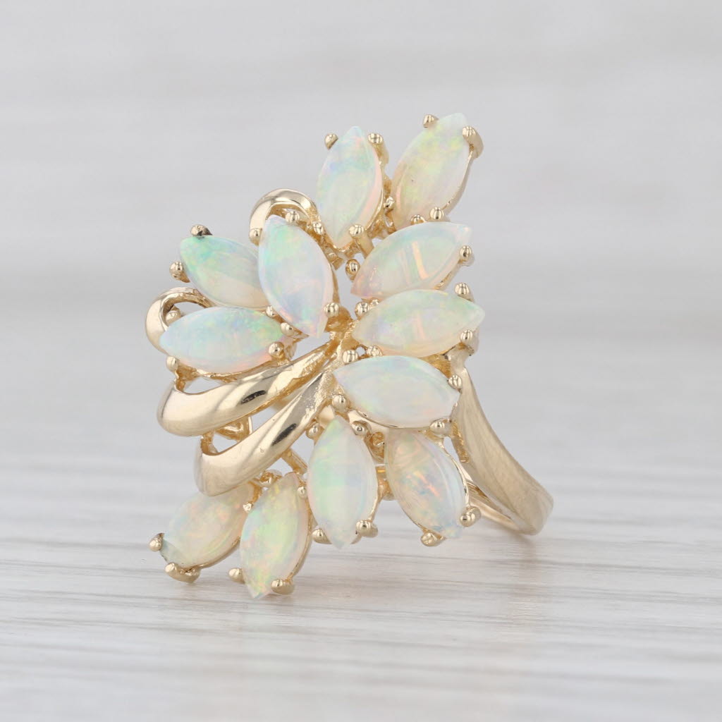Opal Cabochons Cluster Cocktail Ring 14k Yellow Gold Size 6.25 As Is