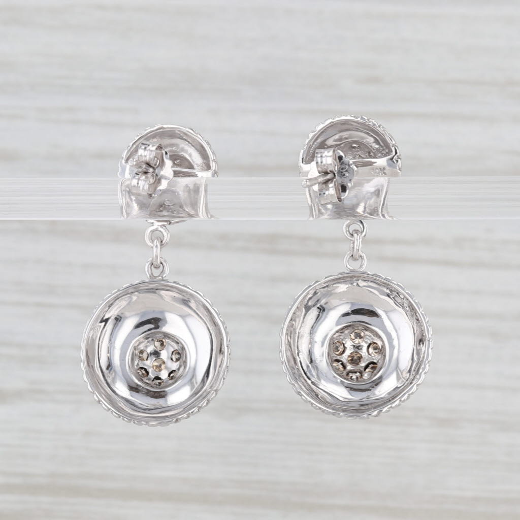 Light Gray 0.38ctw Champagne Brown White Diamond Dangle Earrings 10k White Gold