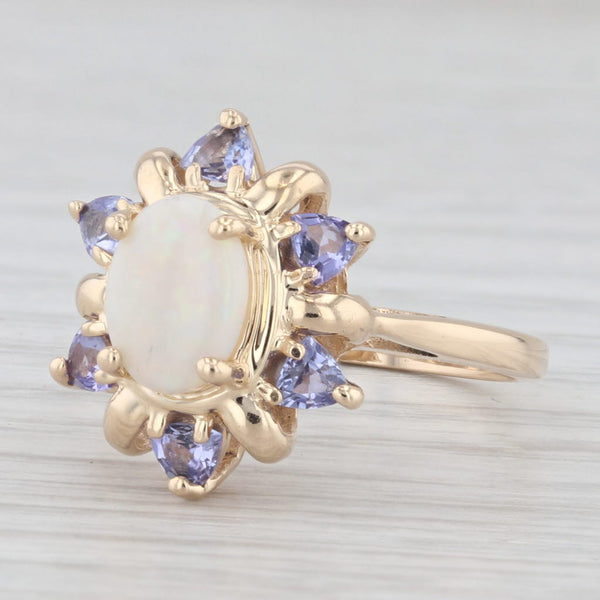 Opal 0.54ctw Tanzanite Halo Ring 14k Yellow Gold size 6.75 Cocktail