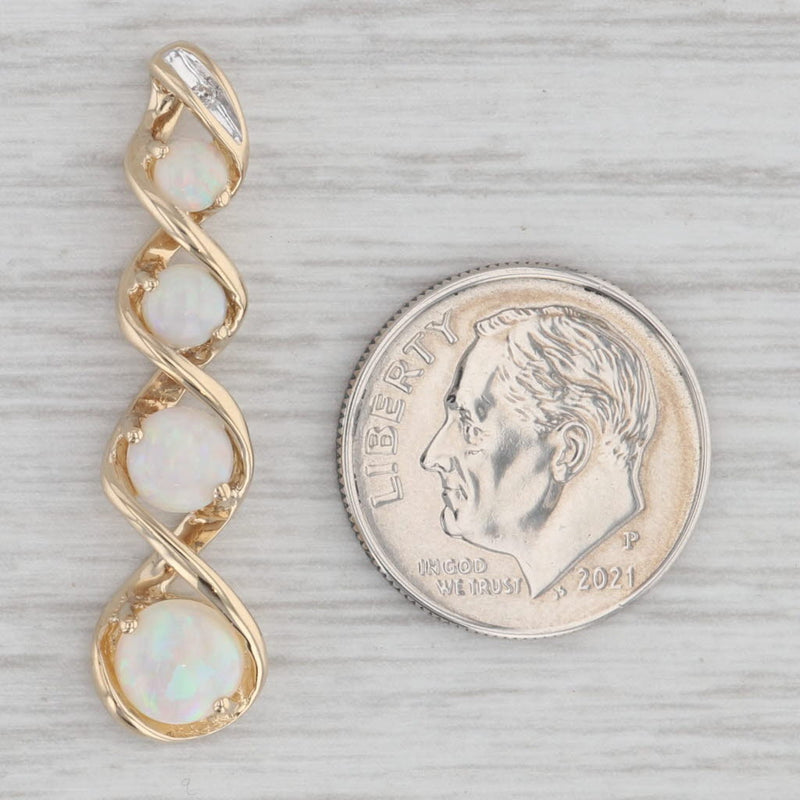 Graduated Opal Journey Pendant 14k Yellow Gold Diamond Accents