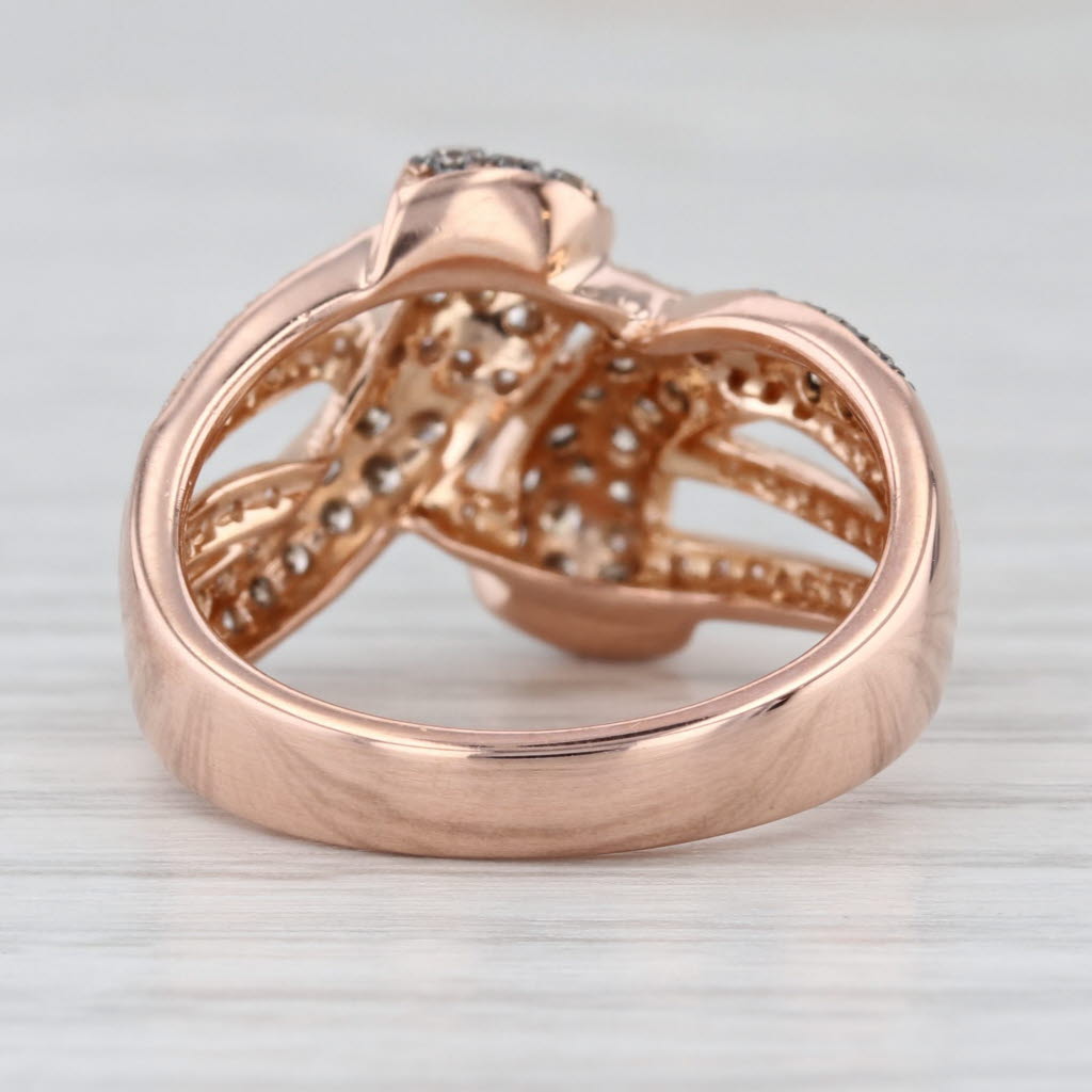 Effy 0.71ctw Champagne White Diamond Knot Ring 14k Rose Gold Size 7