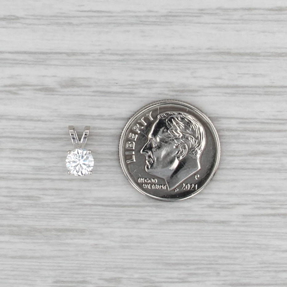 New 0.41ct Diamond Solitaire Pendant 14k White Gold 4 Prong Small Round Drop