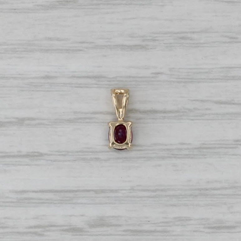 0.40ct Ruby Oval Solitaire Pendant 14k Yellow Gold Small Drop
