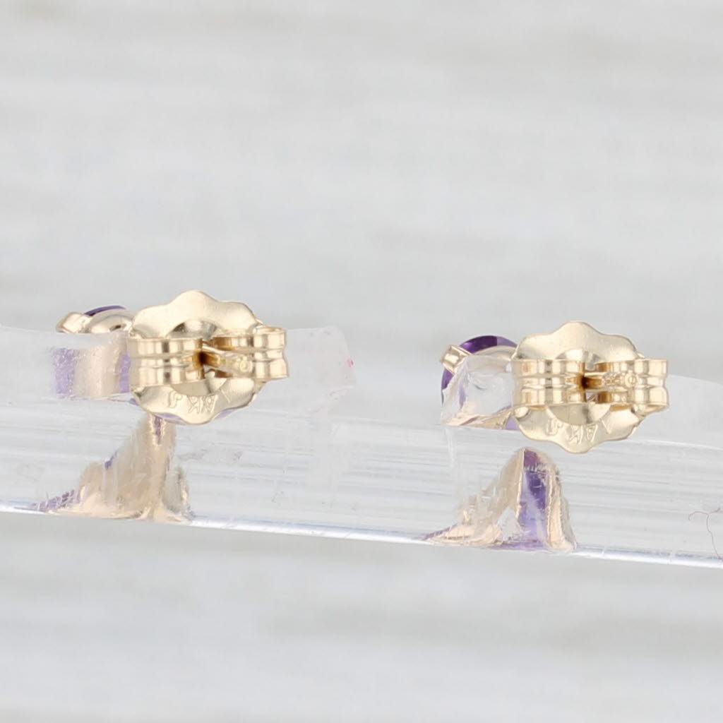 Light Gray 1.12ctw Amethyst Heart Stud Earrings 14k Yellow Gold