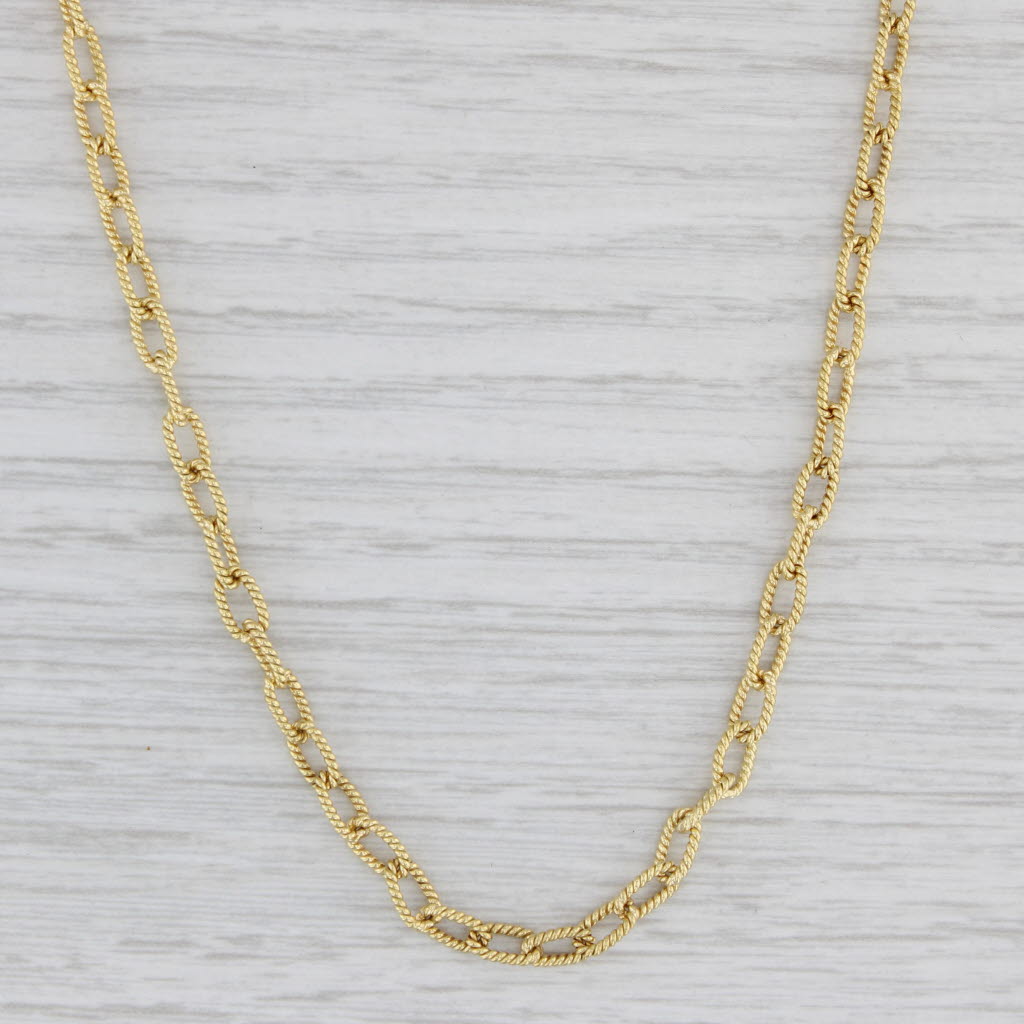 Light Gray 16" 3.5mm Cable Chain Necklace 18k Yellow Gold Lobster Clasp