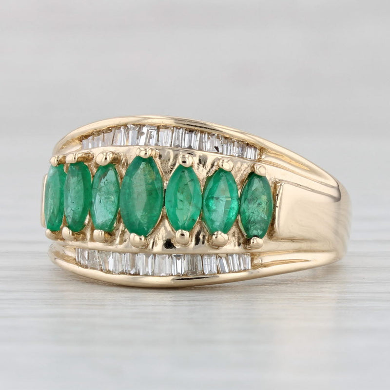 Light Gray 1.57ctw Emerald Diamond Ring 14k Yellow Gold Size 7.25 Cocktail