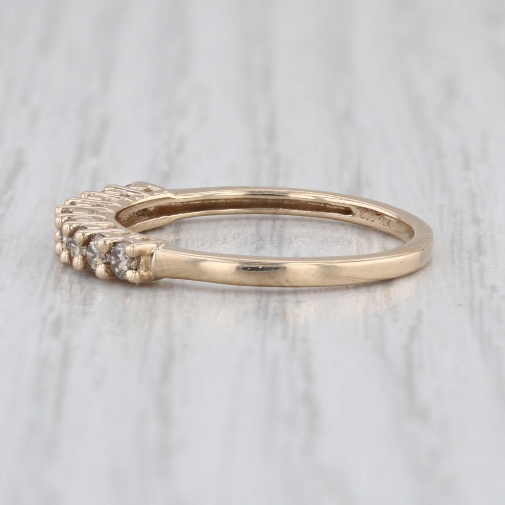 0.40ctw Champagne Diamond Wedding Band 10k Yellow Gold Size 8 Stackable Ring