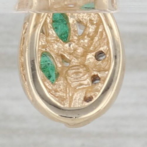 0.48ctw Diamond Emerald Drop Earrings 14k Yellow Gold